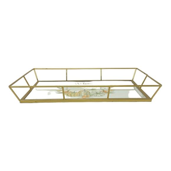Welcome Autumn Seasonal Gold Metal Wire Decorative Tray - Picture 3 of 4